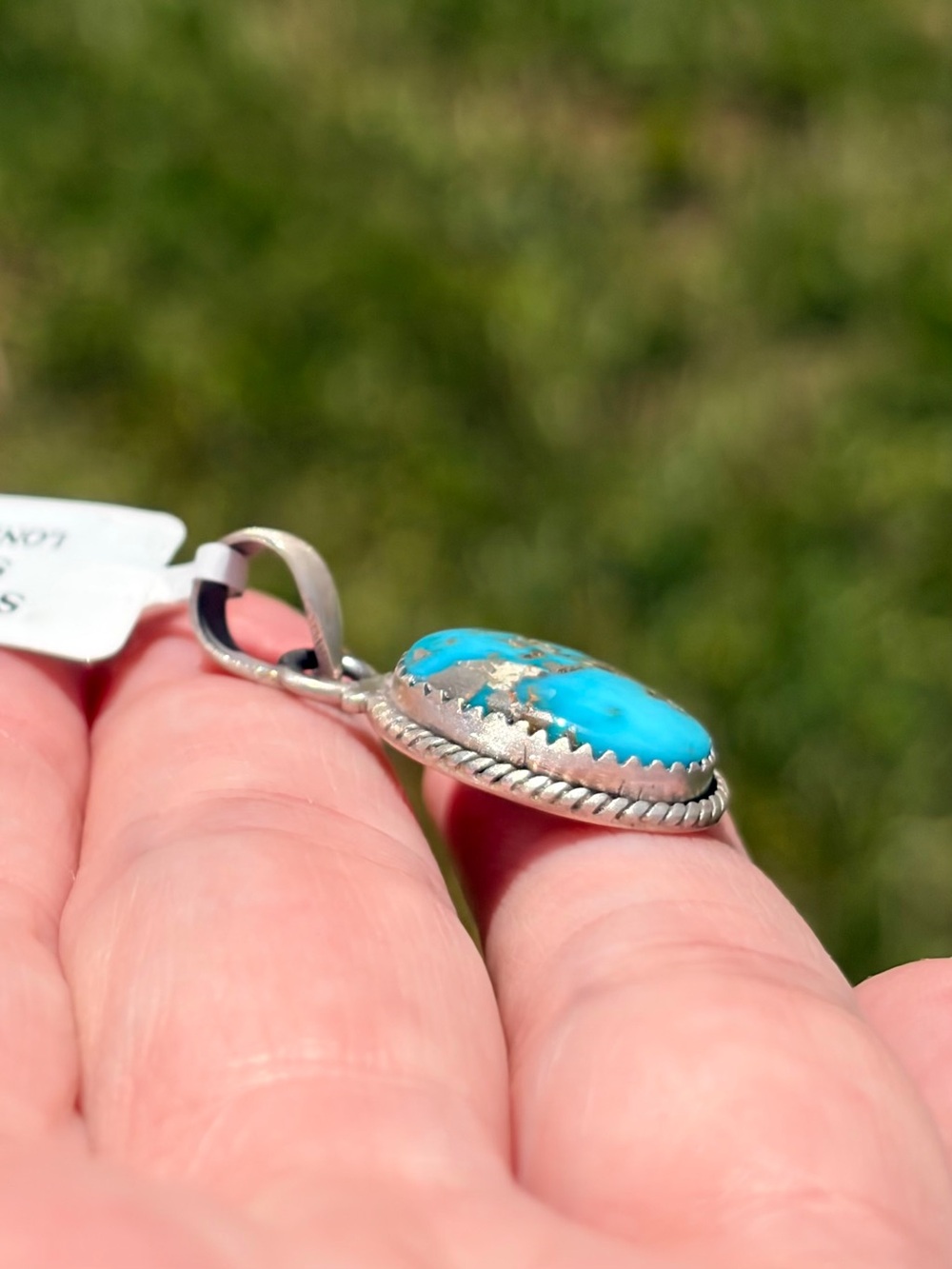 925 Sterling Silver Lone Mountain Turquoise Pendant - Picture 3 of 9